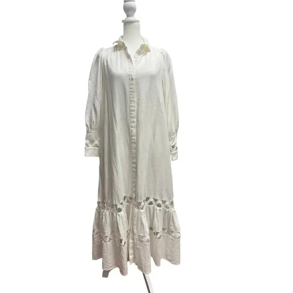 Lisa Marie Fernandez xTarget White Linen Button Up Cutout Shirtdress Size 4 - Picture 13 of 16